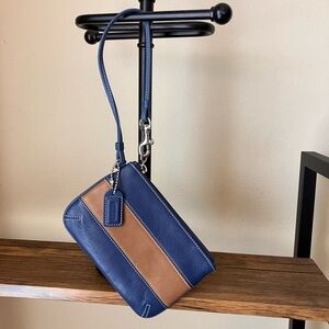 Coach Blue and Brown Wristlet